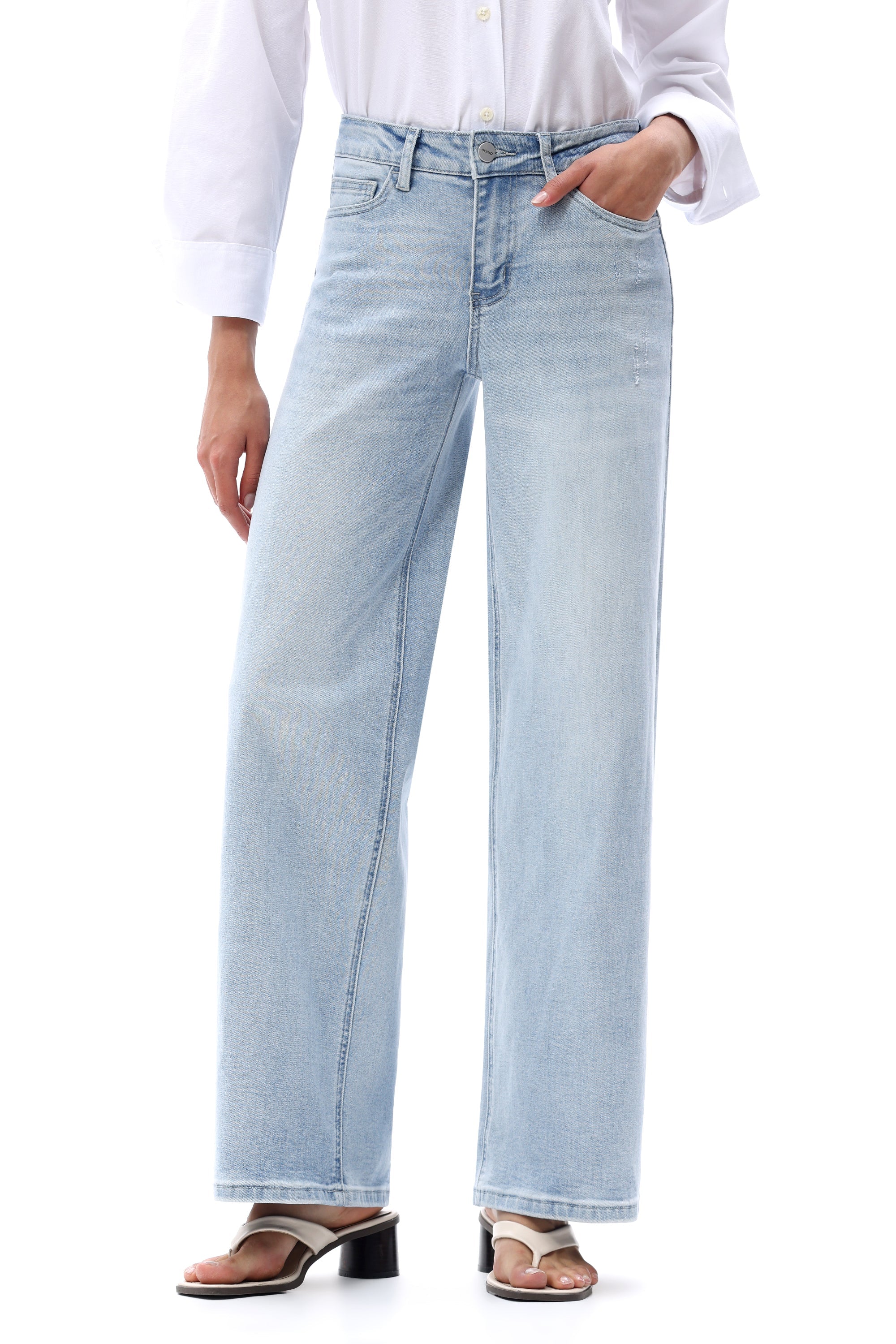 Mühelose, küsteninspirierte Mid-Rise-Wide-Leg-Jeans